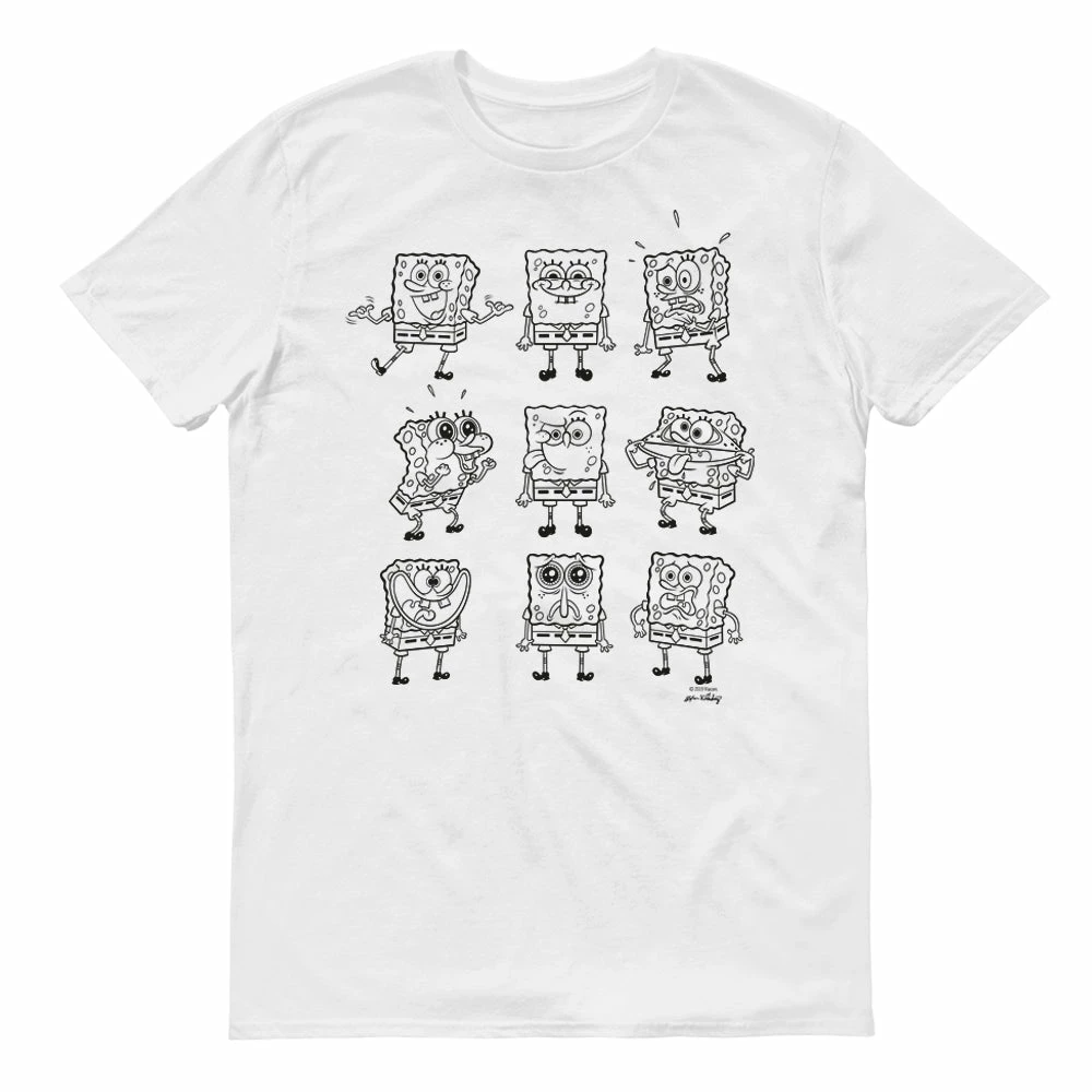 Monster Digital SpongeBob SquarePants Black And White Moody Short Sleeve T-Shirt 1 Monster Digital SpongeBob SquarePants Black And White Moody Short Sleeve T-Shirt