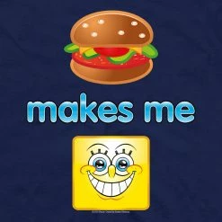 Monster Digital SpongeBob SquarePants Emoji Burger Smile Short Sleeve T-Shirt Clothing