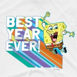 Dtg2go SpongeBob SquarePants Rainbow Best Year Adult Short Sleeve T-Shirt Clothing