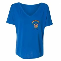Dtg2go Clothing SpongeBob SquarePants Britto Rainbow Women's Relaxed V-Neck T-Shirt