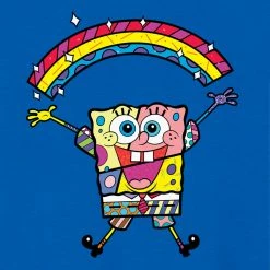 Dtg2go Clothing SpongeBob SquarePants Britto Rainbow Women's Relaxed V-Neck T-Shirt