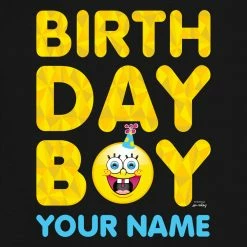 Monster Digital Clothing SpongeBob SquarePants Birthday Boy Emoji Personalized Kids Short Sleeve T-Shirt