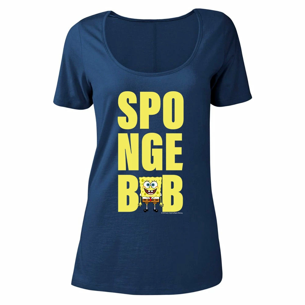 Dtg2go SpongeBob SquarePants Big Name Women's Relaxed Scoop Neck T-Shirt 1 Dtg2go SpongeBob SquarePants Big Name Women's Relaxed Scoop Neck T-Shirt