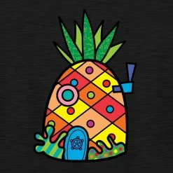 Dtg2go Clothing SpongeBob SquarePants Britto Pineapple Adult Tri-Blend Raglan Hoodie