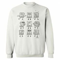 Dtg2go SpongeBob SquarePants Black And White Moody Crew Neck Sweatshirt Clothing