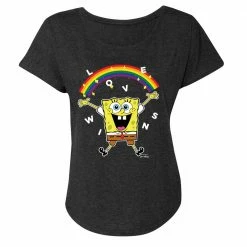 Dtg2go SpongeBob SquarePants Love Wins Women's Tri-Blend Dolman T-Shirt Clothing