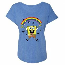 Dtg2go SpongeBob SquarePants Love Wins Women's Tri-Blend Dolman T-Shirt Clothing