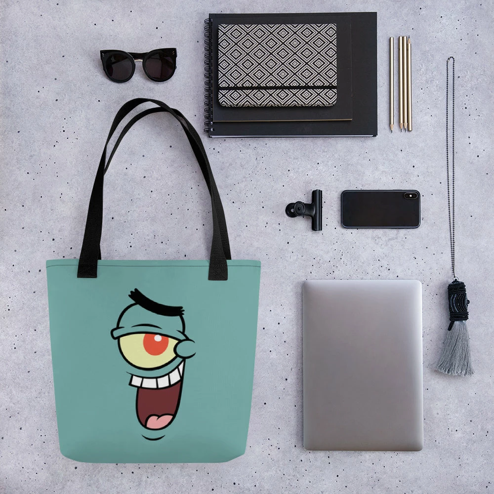 Printful SpongeBob SquarePants Plankton Big Face Premium Tote Bag Accessories 2 Printful SpongeBob SquarePants Plankton Big Face Premium Tote Bag Accessories