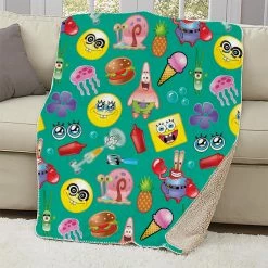 Progift Kids & Baby SpongeBob SquarePants Emojis Sherpa Blanket