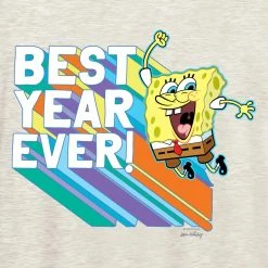 Dtg2go Clothing SpongeBob Squarepants Rainbow Best Year Ever Tri-Blend Raglan Hoodie
