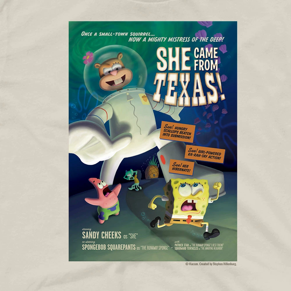 Monster Digital SpongeBob SquarePants She Came From Texas Adult Short Sleeve T-Shirt 2 Monster Digital SpongeBob SquarePants She Came From Texas Adult Short Sleeve T-Shirt