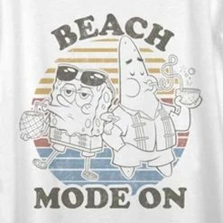 Fifthsun SpongeBob SquarePants Beach Mode Women's Scoop Neck T-Shirt Clothing