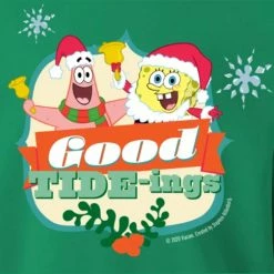 Wild-bobby SpongeBob Good Tide-Ings Christmas Sweatshirt & Mask Bundle