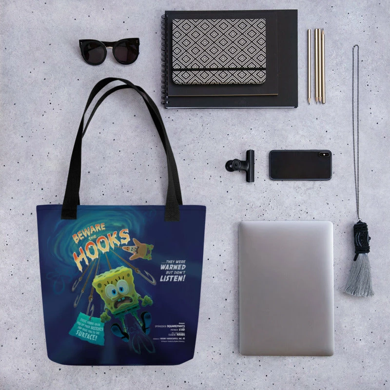 Printful SpongeBob Beware The Hooks Tote Bag Accessories 2 Printful SpongeBob Beware The Hooks Tote Bag Accessories