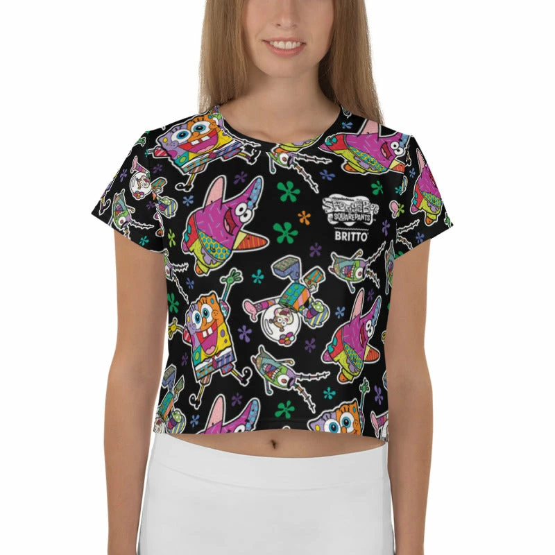 Printful SpongeBob SquarePants Britto Crop Top T-Shirt Clothing 2 Printful SpongeBob SquarePants Britto Crop Top T-Shirt Clothing