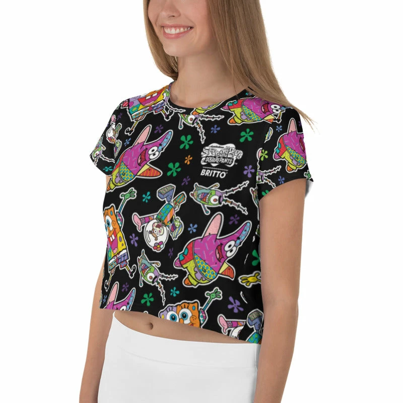 Printful SpongeBob SquarePants Britto Crop Top T-Shirt Clothing 4 Printful SpongeBob SquarePants Britto Crop Top T-Shirt Clothing