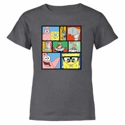 Dtg2go SpongeBob SquarePants Characters Grid Kids Short Sleeve T-Shirt Clothing