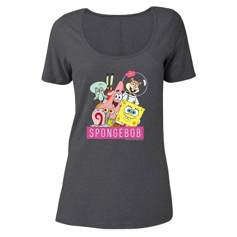 Dtg2go SpongeBob SquarePants Group Shot Women's Relaxed Scoop Neck T-Shirt Clothing 1 Dtg2go SpongeBob SquarePants Group Shot Women's Relaxed Scoop Neck T-Shirt Clothing